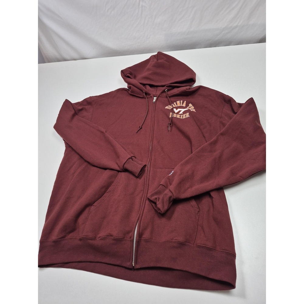 Virginia Tech Hokies Sweatshirt Mens XL Red Champion NCAA Full Zip Hoodie